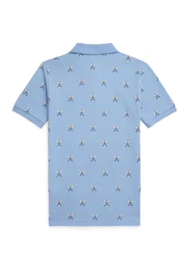 Boys 8-20 Tennis-Print Cotton Mesh Polo Shirt