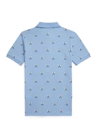 Boys 8-20 Tennis-Print Cotton Mesh Polo Shirt
