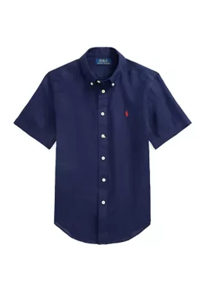 Boys 8-20 Linen Short Sleeve Shirt
