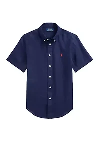 Boys 8-20 Linen Short Sleeve Shirt
