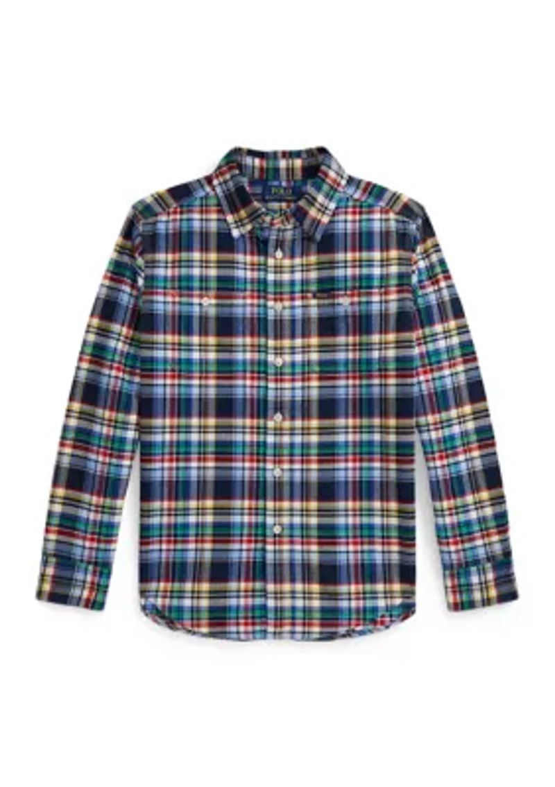 Boys - Plaid Brushed Cotton Oxford Work shirt