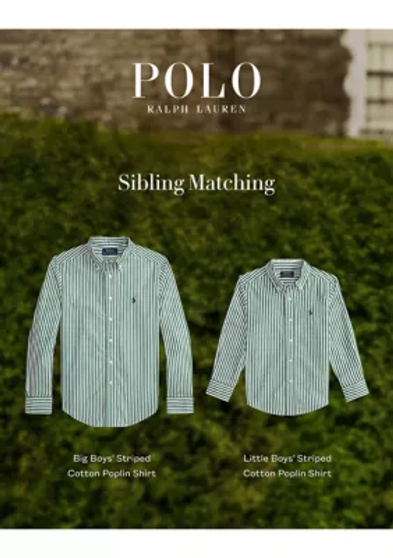 Boys 8-20 Striped Cotton Poplin Shirt