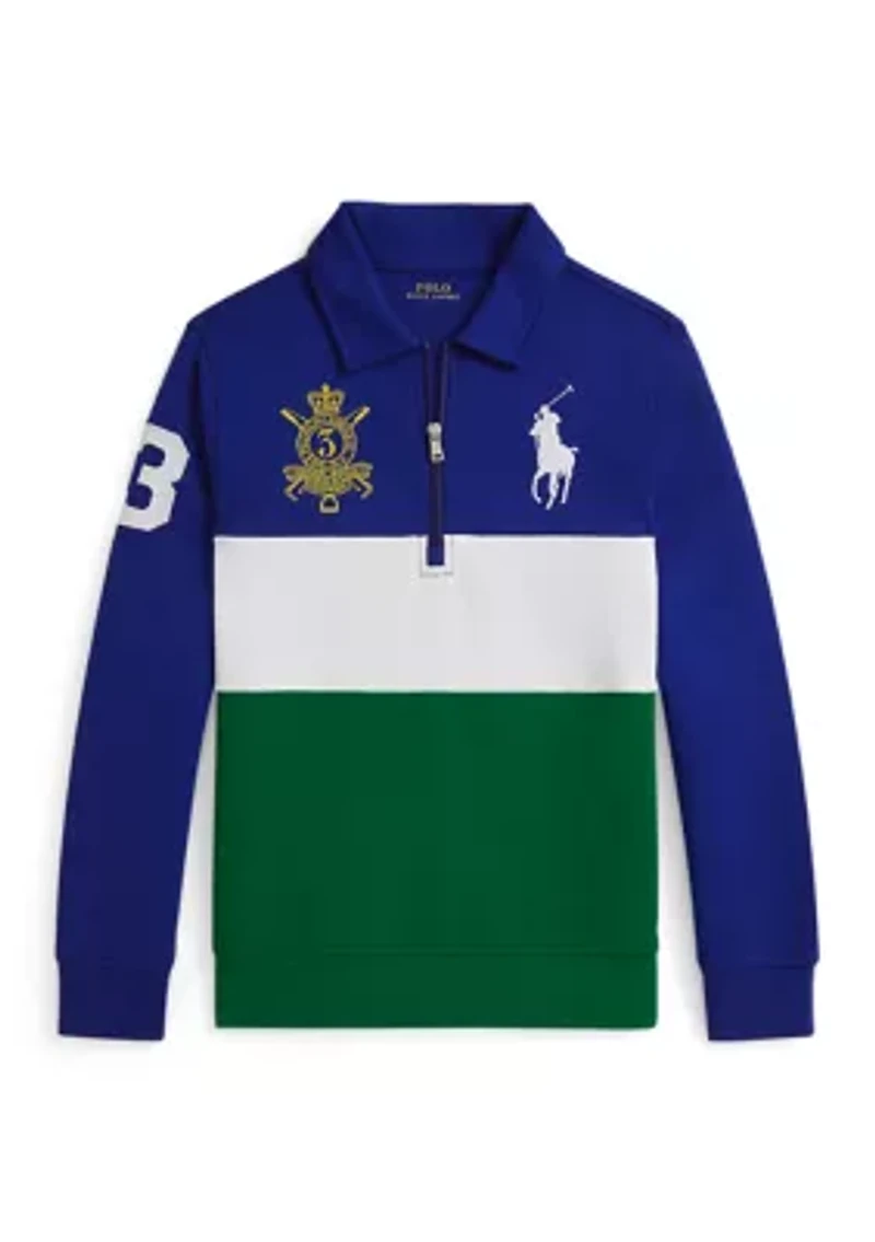 Boys 8-20 Big Pony Double Knit Collared Sweatshirt