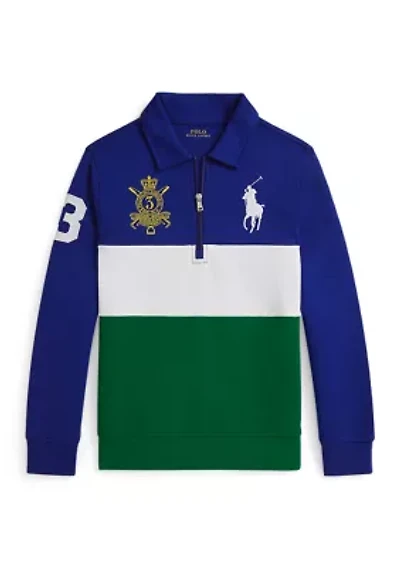 Boys 8-20 Big Pony Double Knit Collared Sweatshirt