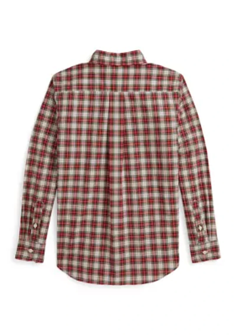 Boys 8-20 Plaid Cotton Poplin Shirt