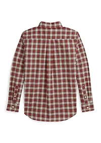Boys 8-20 Plaid Cotton Poplin Shirt