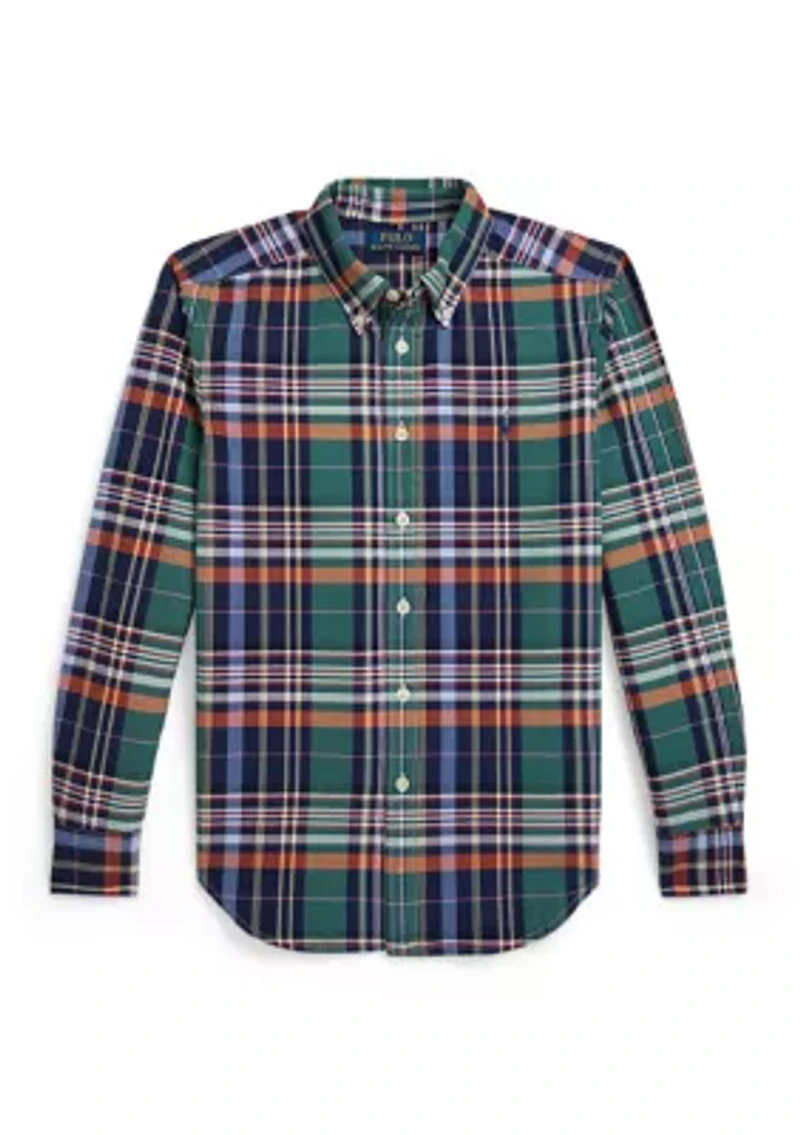 Boys 8-20 Plaid Cotton Oxford Shirt