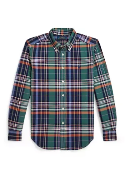 Boys 8-20 Plaid Cotton Oxford Shirt