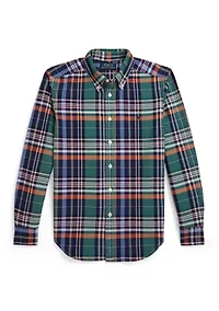 Boys 8-20 Plaid Cotton Oxford Shirt