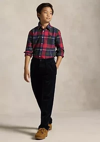 Boys 8-20 Plaid Cotton Oxford Shirt