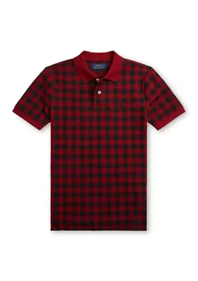 Boys 8-20 Buffalo Check Cotton Mesh Polo Shirt