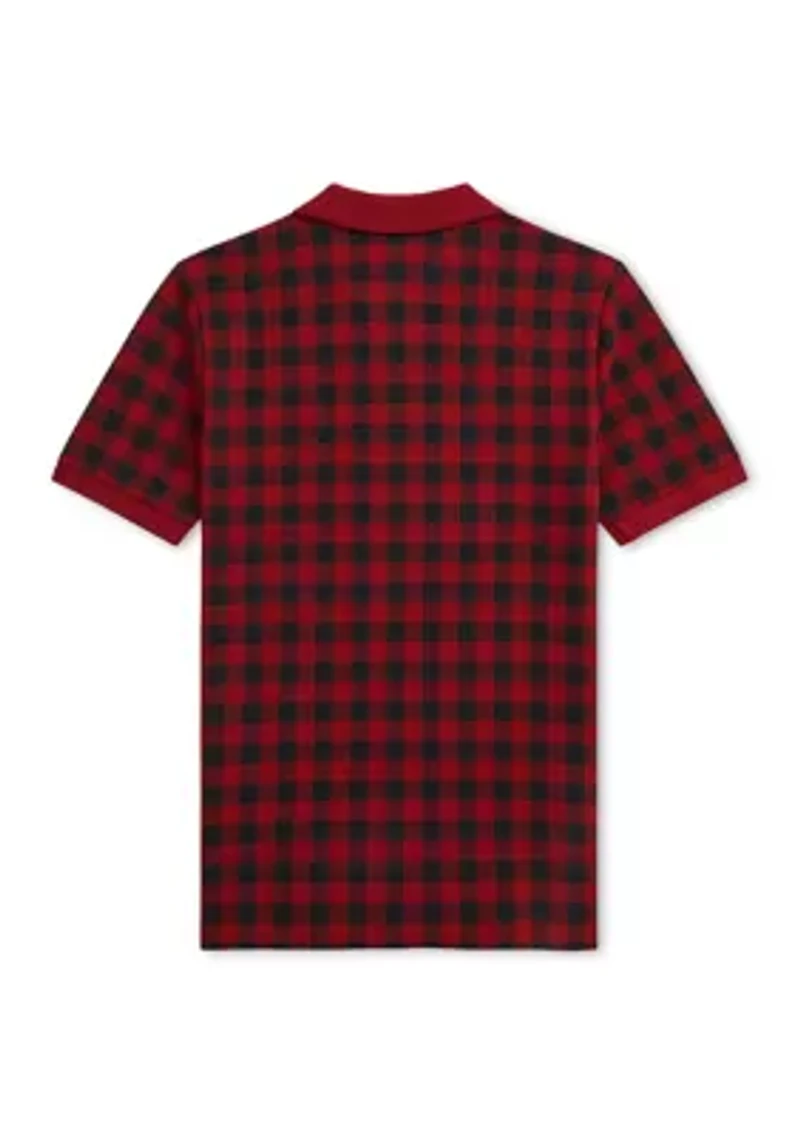Boys - Buffalo Check Cotton Mesh Polo Shirt