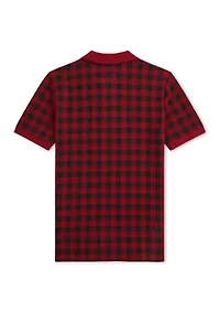 Boys - Buffalo Check Cotton Mesh Polo Shirt