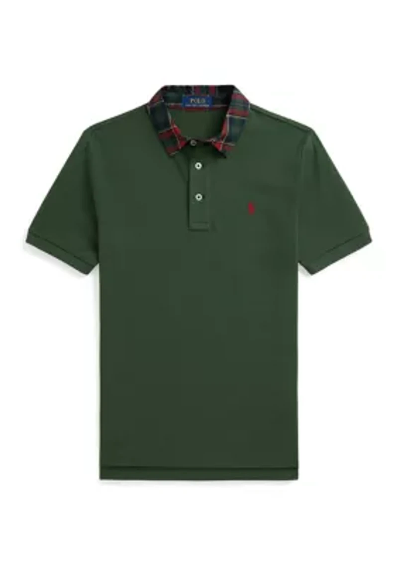 Boys 8-20 Plaid-Collar Mesh Polo Shirt