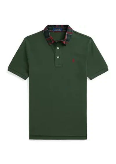 Boys 8-20 Plaid-Collar Mesh Polo Shirt