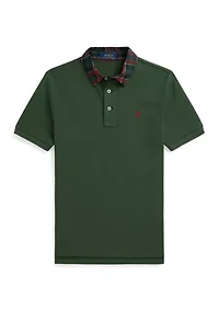 Boys 8-20 Plaid-Collar Mesh Polo Shirt