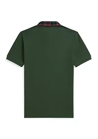 Boys 8-20 Plaid-Collar Mesh Polo Shirt