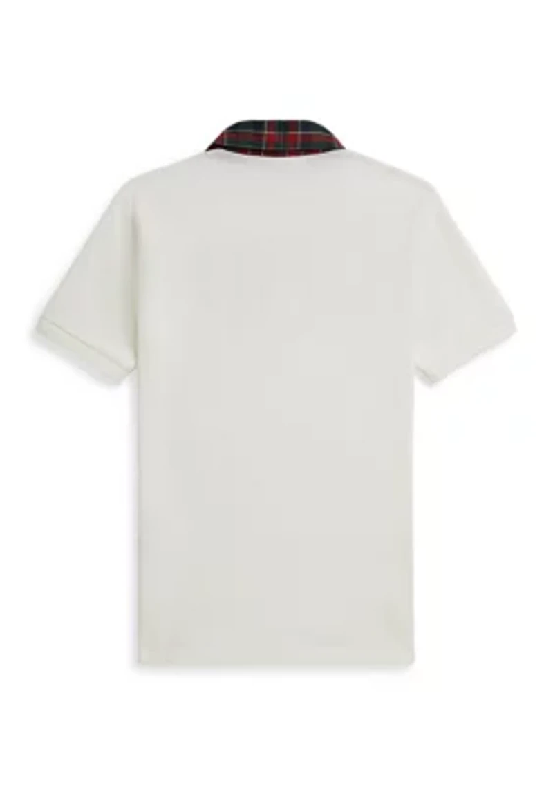 Boys 8-20 Plaid-Collar Cotton Mesh Polo Shirt
