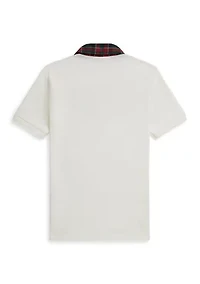 Boys 8-20 Plaid-Collar Cotton Mesh Polo Shirt
