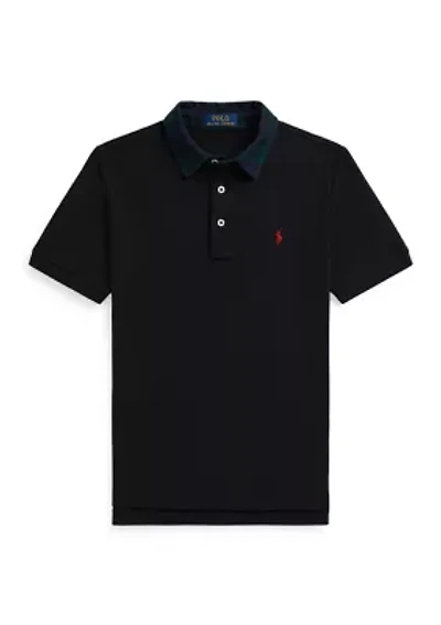 Boys 8-20 Plaid-Collar Cotton Mesh Polo Shirt