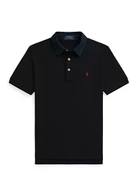 Boys 8-20 Plaid-Collar Cotton Mesh Polo Shirt