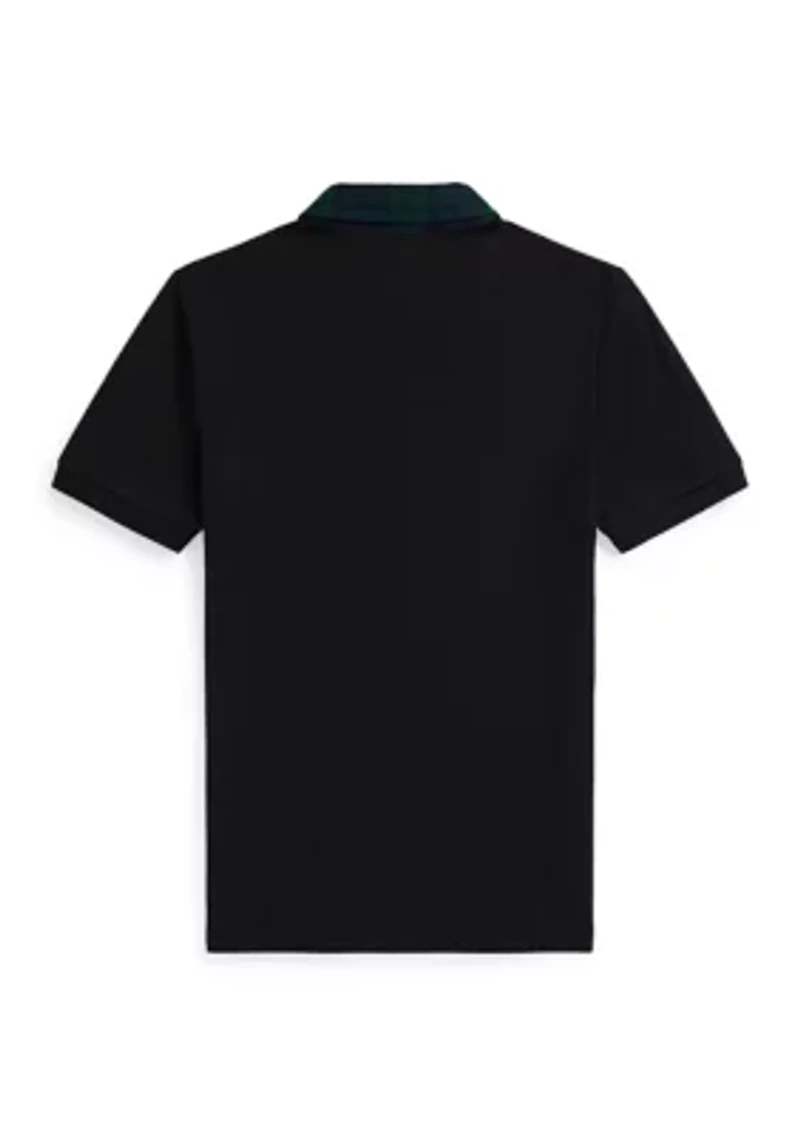 Boys 8-20 Plaid-Collar Cotton Mesh Polo Shirt