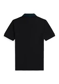 Boys 8-20 Plaid-Collar Cotton Mesh Polo Shirt