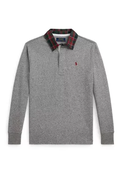 Boys 8-20 Plaid-Collar Cotton Jersey Rugby Shirt