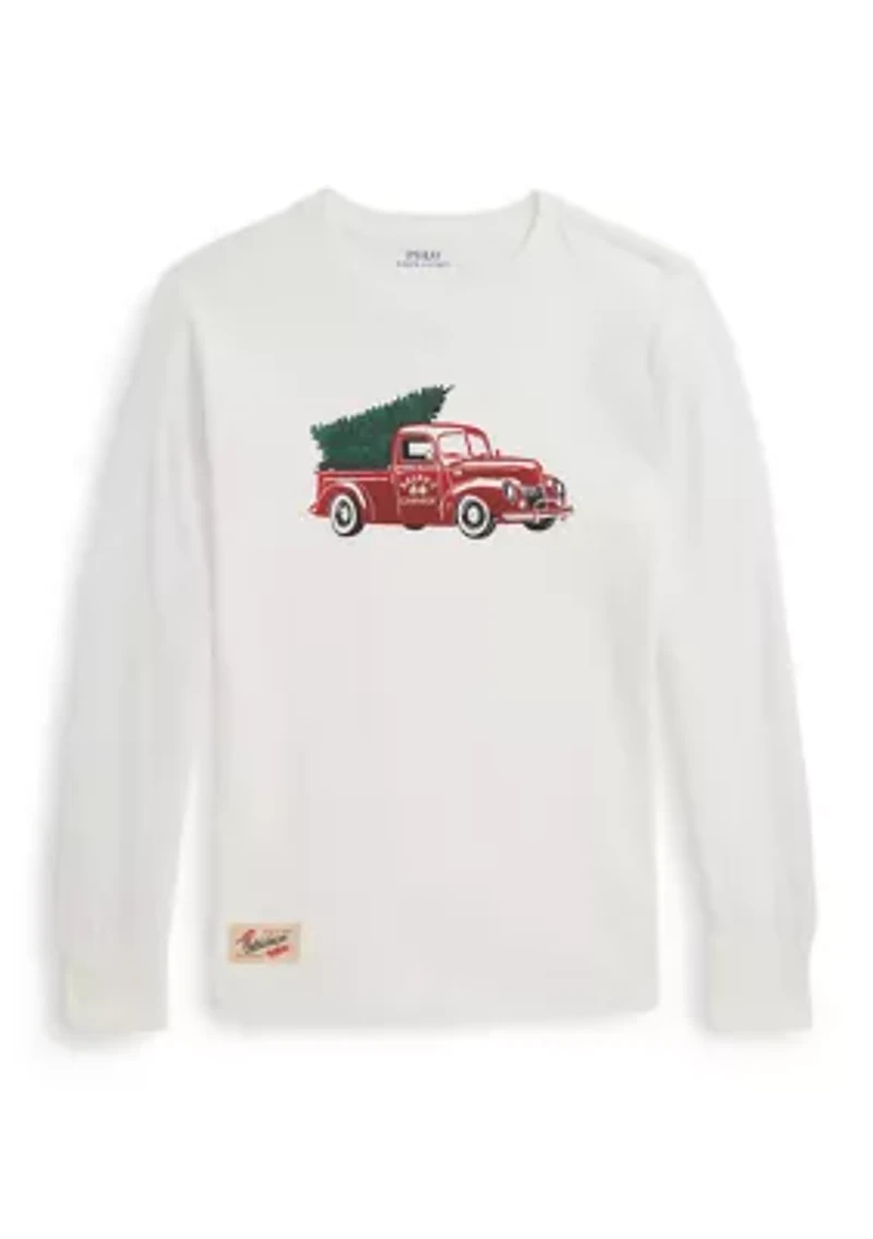 Boys 8-20 Truck-Print Cotton Long-Sleeve Tee
