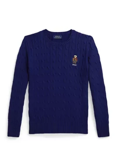 Boys 8-20 Polo Bear Cable-Knit Cotton Sweater