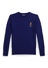 Boys 8-20 Polo Bear Cable-Knit Cotton Sweater