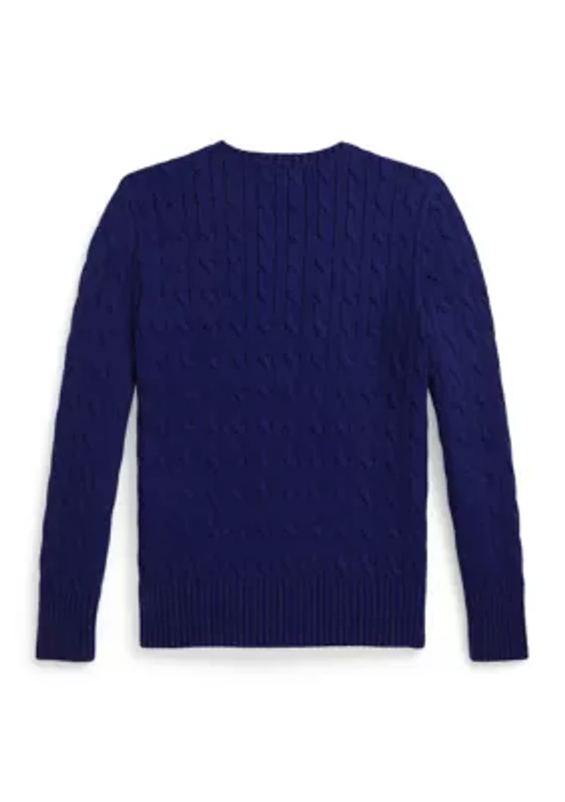 Boys 8-20 Polo Bear Cable-Knit Cotton Sweater