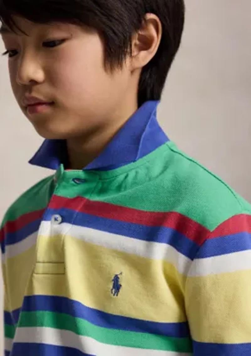 Boys 8-20 Striped Cotton Mesh Polo Shirt