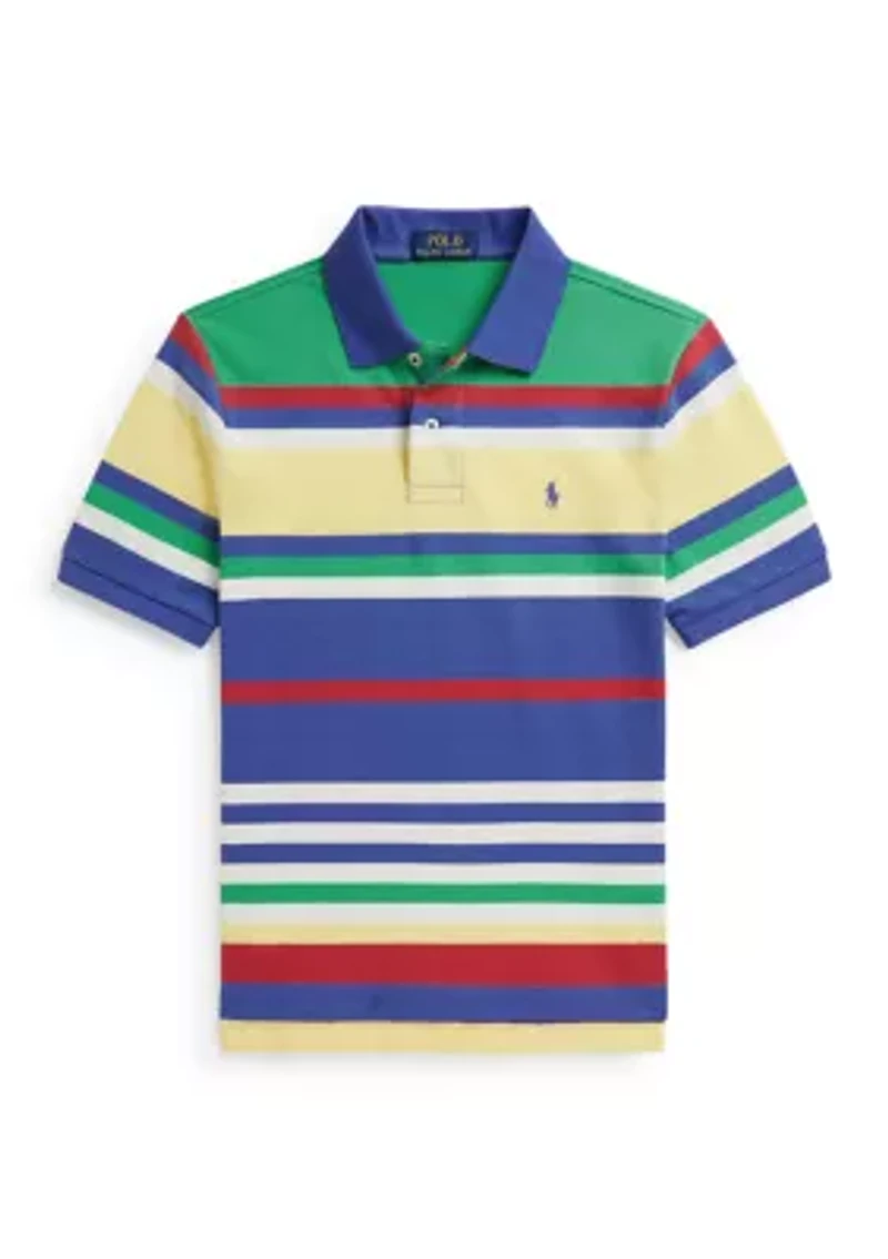 Boys 8-20 Striped Cotton Mesh Polo Shirt