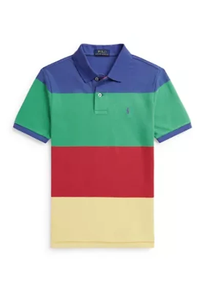 Boys 8-20 Striped Cotton Mesh Polo Shirt