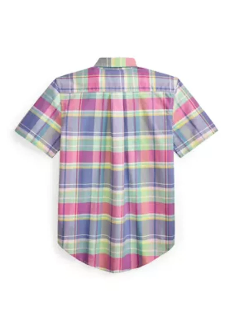 Boys 8-20 Plaid Cotton Oxford Shirt