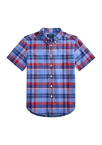 Boys 8-20 Plaid Cotton Oxford Shirt