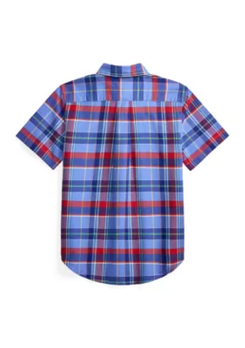 Boys 8-20 Plaid Cotton Oxford Shirt