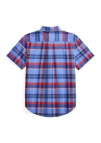 Boys 8-20 Plaid Cotton Oxford Shirt