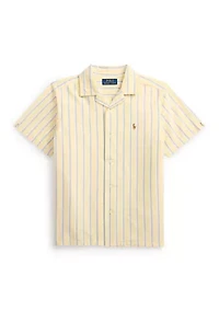 Boys 8-20 Striped Cotton Oxford Camp Shirt