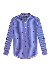 Boys 8-20 Polo Bear Striped Cotton Shirt
