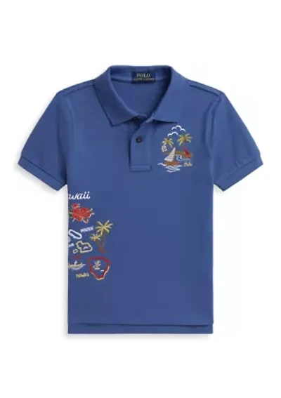Boys 8-20 Embroidered Cotton Mesh Polo Shirt