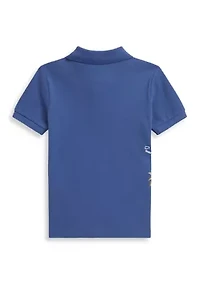 Boys - Embroidered Cotton Mesh Polo Shirt