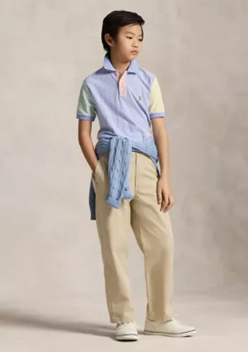 Boys 8-20 Striped Oxford Mesh Polo Shirt