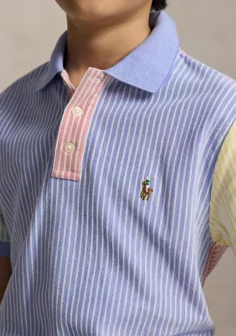 Boys 8-20 Striped Oxford Mesh Polo Shirt