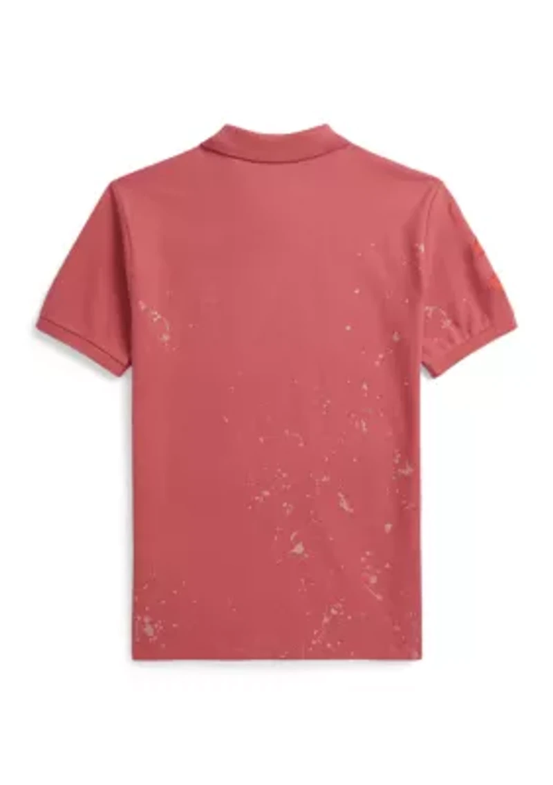 Boys 8-20 Big Pony Paint-Print Mesh Polo Shirt