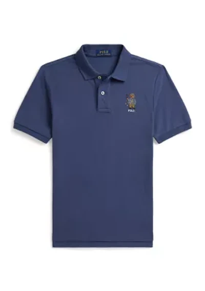 Boys 8-20 Polo Bear Cotton Mesh Shirt