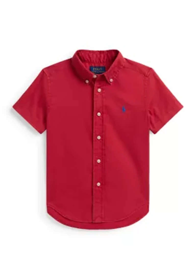 Boys 8-20 Cotton Twill Short-Sleeve Shirt