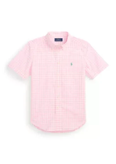 Boys 8-20 Gingham Cotton Poplin Shirt