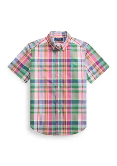 Boys 8-20 Plaid Cotton Poplin Shirt